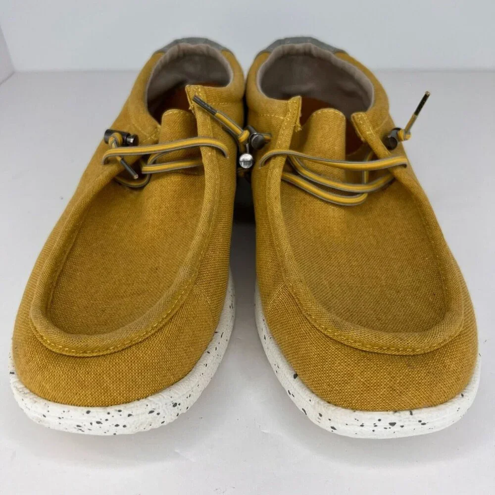 Sun & Stone Mens 100147541 Brian Yellow Low Top Canvas Slip On Size 9.5M Loafers